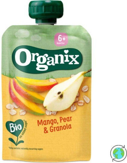 Organix Fruit-Vegetable Puree Pulp Apple, Peach & Mango with Flavor Apple, Peach & Mango No Added Sugar 100gr for 12+ Months