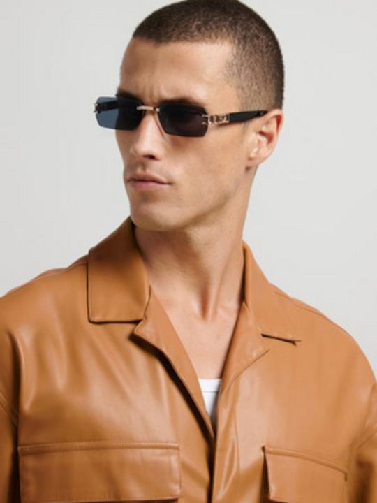 Dsquared2 Unisex Sunglasses with Gold Metallic Frame and Black Lens D2 0189/S J5G