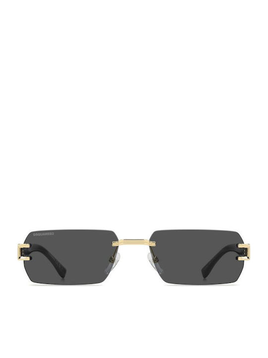 Dsquared2 Unisex Sunglasses with Gold Metallic Frame and Black Lens D2 0189/S J5G