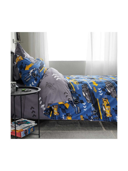 Vesta Home Set Kinderbettbezug Einzel mit Kissenbezug Baumwolle Blau 170x240cm