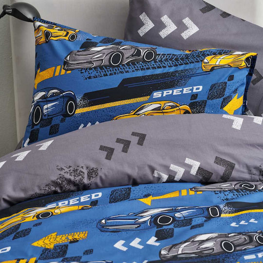 Vesta Home Set Kids Duvet Cover Single with Pillowcase Cotton Blue 170x240cm