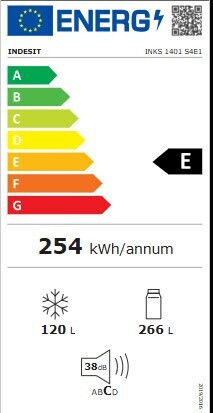 Indesit 386лт В202.5xШ59.5xД67см. Сребрист INKS 1401 S4E1