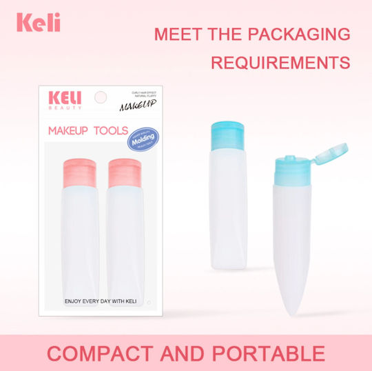 Keli Beauty Travel Bottles Σετ 2τμχ Ροζ – Μπουκαλάκια Ταξιδιού Σιλικόνης Καλλυντικά & Υγρά