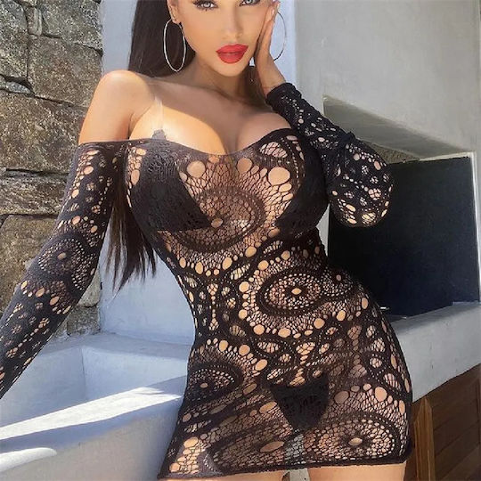 Sexy Strapless Long Sleeve Sexy Dress Black Os