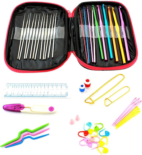 Set de Croșetat cu 50 de Piese în Etui din Piele Ecologică Cadou Perfect pentru Pasionații de Croșetat și Broderie