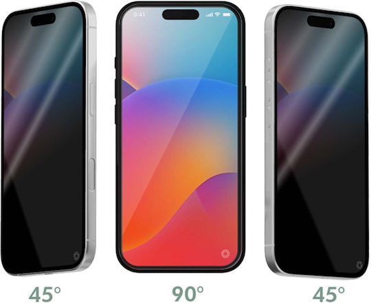 Force Glass Screen Protector Iphone 17 Pro Max In 2.5d Anti-spy Organic Glass Transparent Black
