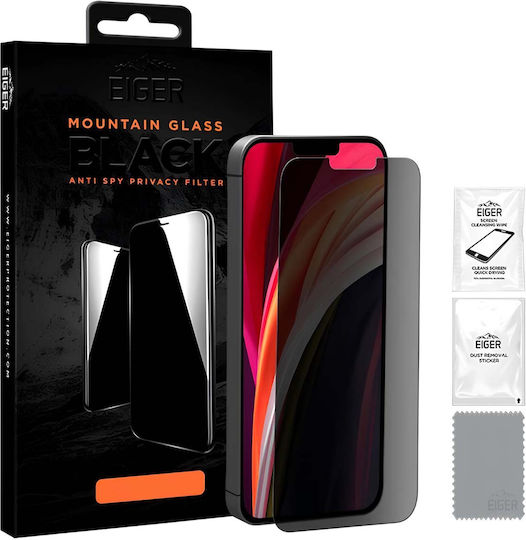Eiger Gehärtetes Glas Displayschutzfolie Für iPhone 16 Pro Max 17 Pro Max Anti-Spy Transparent Schwarz