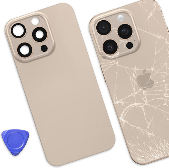Clappio Replacement Back Cover Iphone 16 Pro Integrated Adhesive Gold