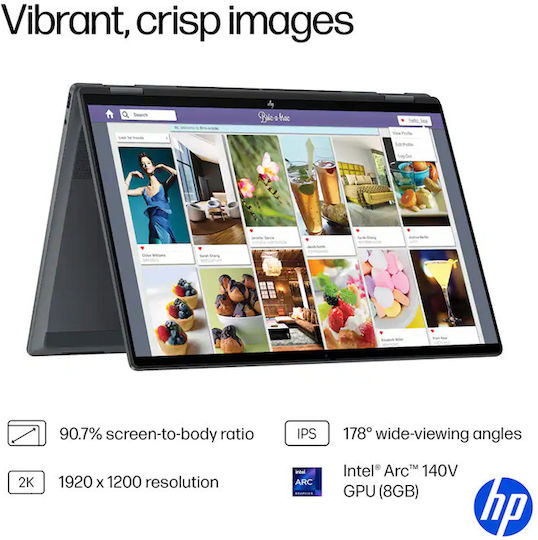 HP OmniBook X Flip 16 Zoll IPS Touchscreen (Kern Ultra 7-258V/32GB/2.0TB SSD/W11 Startseite) (Englisch (US) Tastatursprache)