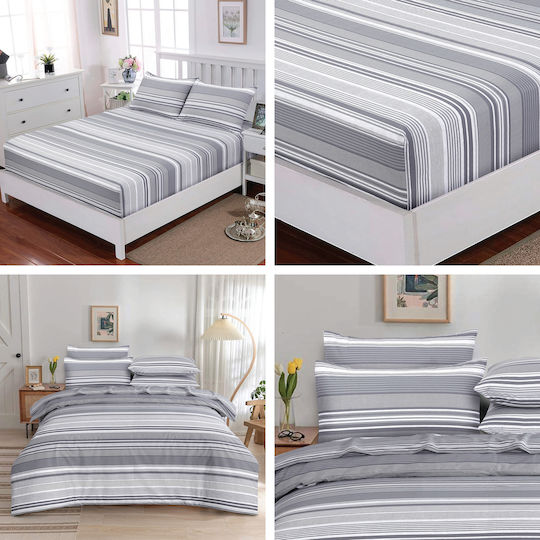 Casa Colori Duvet Cover Cotton Queen 220x240 Grey Harmony