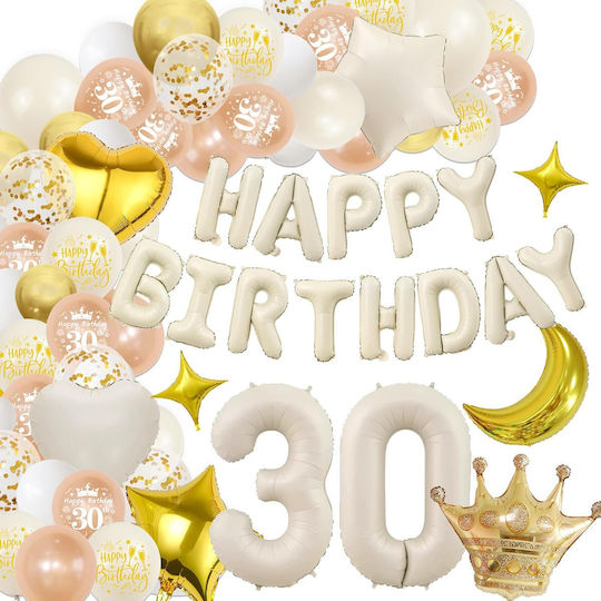 Balloon Number White 30th