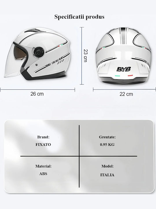 FIXATO Motorradhelm Jet ECE 22.06