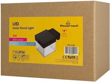 Powertech Solar Light 4W 500lm Warm White 3000K with Motion Sensor and Photocell IP54 15.58x10.5x12.24cm