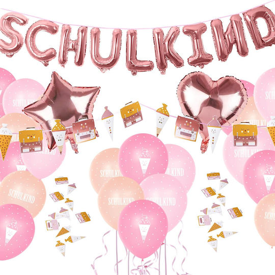 Decorations Balloons Garland Stickers Back To School Set 49 Pcs Pink