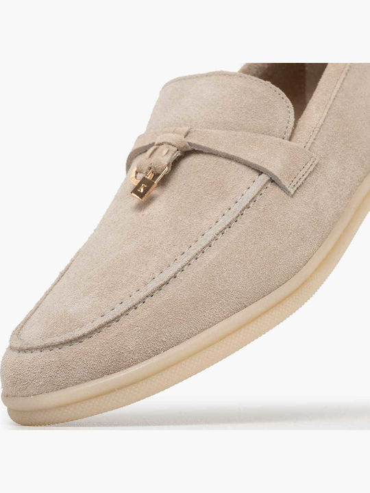 Leather Women's Loafers in Brown Color