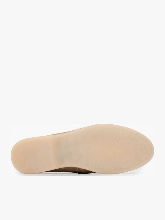 Δερμάτινα Γυναικεία Loafers σε Μπεζ Χρώμα