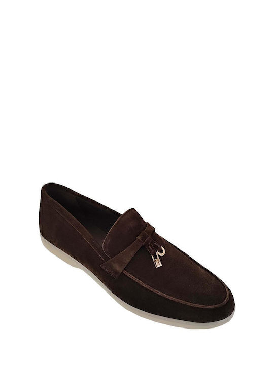 Leather Women's Loafers in Brown Color