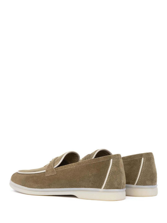 Leather Women's Loafers in Green Color