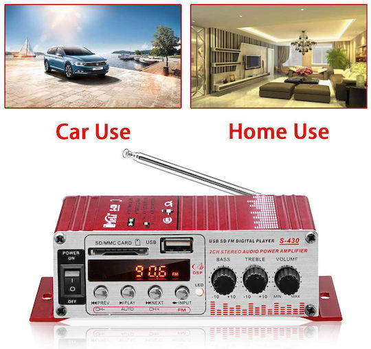 Mini Car Amplifier Stereo 12v 40w Fm Radio Usb Sd Card Reader Remote Control