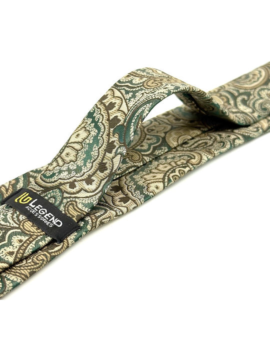 Legend Accessories Σετ Ανδρικής Γραβάτας Μεταξωτή με Σχέδια σε Πράσινο Χρώμα