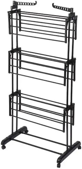 Vilde Folding Floor Clothes Drying Rack Metallic with Wheels 78x64cm