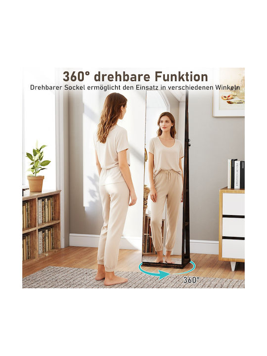 Costway Boden- oder Standspiegel mit Braune Holz Rahmen