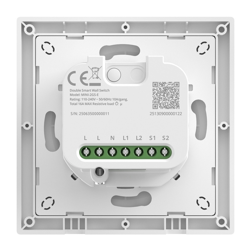 Sonoff Mini2gse Διακόπτης Τοίχου Wi-Fi Διπλός με Πλαίσιο Aller Retour Μελί