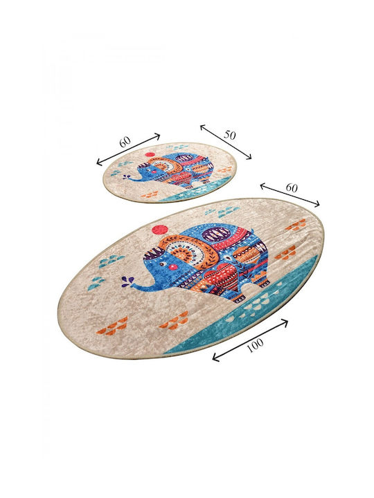 Chilai Home Rutschfest Set Badematten Synthetisch,Polyester/Cotton/Leather Oval Ethnic 2Stück
