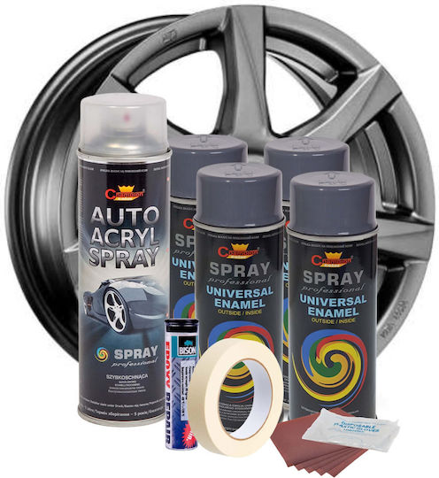 Kit complet pentru repararea și vopsirea roților, culoare gri închis V4