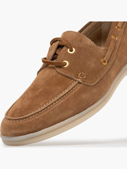 Komis & Komis Leather Women's Boat Shoes in Tabac Brown Color