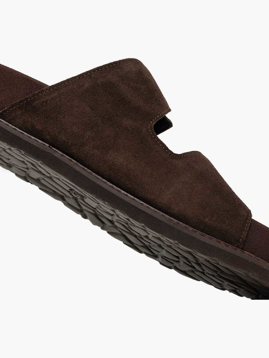 Δερμάτινα Γυναικεία Σανδάλια Flatforms Καφέ