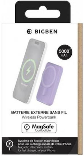 BigBen Connected MagSafe Power Bank 5000mAh 10W with USB-A Port and USB-C Port Purple