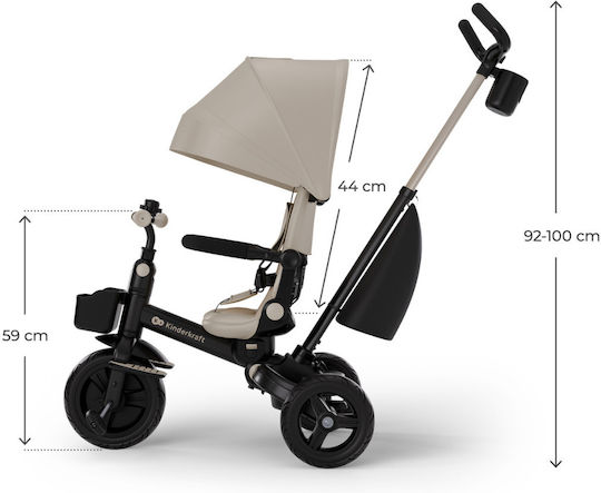 Kinderkraft AVEO 2 Plus Превозно Средство с Ръкохватка за Родител за 9 Месечни Бежов