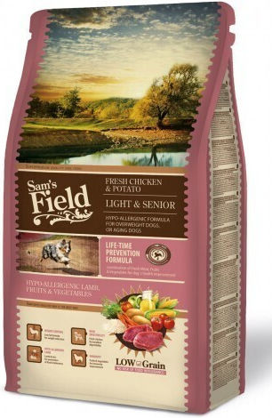 Sam's Field Light Senior 2.5kg Ξηρά Τροφή Διαίτης, με Λίγα Σιτηρά για Ηλικιωμένους Σκύλους με Ρύζι και Αρνί