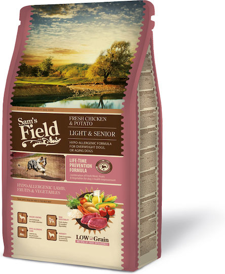 Sam's Field Light Senior 13kg Ξηρά Τροφή Διαίτης, με Λίγα Σιτηρά για Ηλικιωμένους Σκύλους με Αρνί και Ρύζι