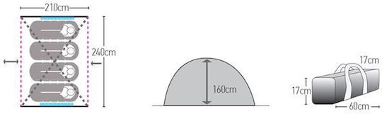 Hupa Palace Summer Camping Tent Green for 4 People 240x210x160cm