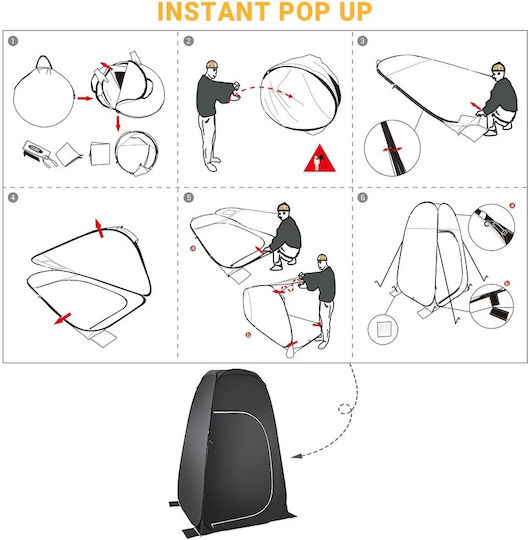 KingCamp Camping Tent Pop Up Toilet Black 3 Seasons 190cm