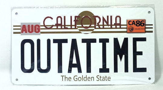 Back To Future Metal Sign Outatime Delorean License Plate