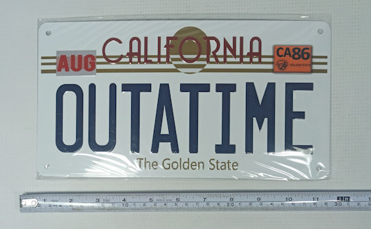 Back To Future Metal Sign Outatime Delorean License Plate