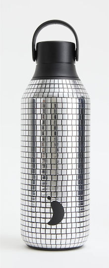 Chilly's Series 2 Disco Kids Water Bottle Thermos Stainless Steel with Screw Cap Non Spill Silver 500ml