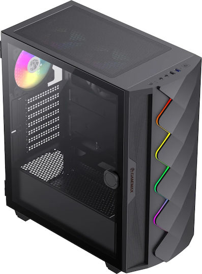 GameMax Diamond Gaming Midi Tower Κουτί Υπολογιστή με Πλαϊνό Παράθυρο και ARGB Φωτισμό Μαύρο