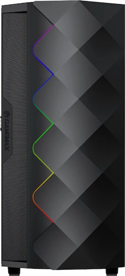 GameMax Diamond Gaming Midi Tower Κουτί Υπολογιστή με Πλαϊνό Παράθυρο και ARGB Φωτισμό Μαύρο