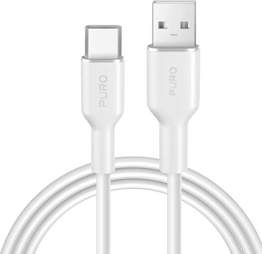 Puro Icon Soft USB 2.0 Cable USB-C male - USB-A 18W Λευκό 1.5m