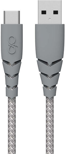 Force Power Ultra-Reinforced USB-A USB-C Cable 1.2m 3A Gray