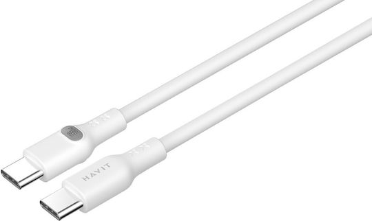 Havit USB 2.0 Cable USB-C male - USB-A 100W PD Λευκό 1m CB6280