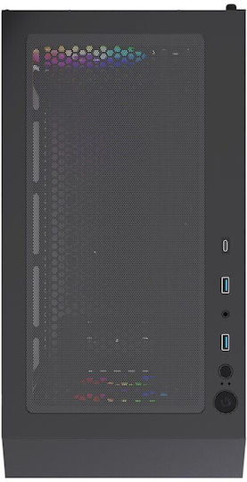 Gembird Fornax 900 Gaming Midi Tower Κουτί Υπολογιστή με Πλαϊνό Παράθυρο και ARGB Φωτισμό Μαύρο