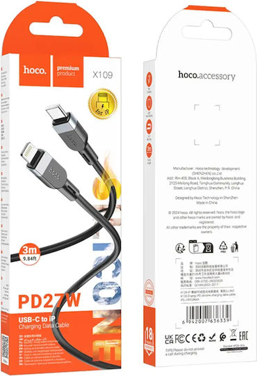 USB-C zu Lightning Kabel 27W Schwarz 3m