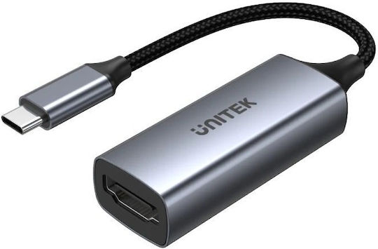 Unitek Μετατροπέας USB-C / HDMI / DisplayPort / Thunderbolt 3 male σε USB-C / HDMI / DisplayPort / Thunderbolt 3 female Ασημί 1τμχ V1412A