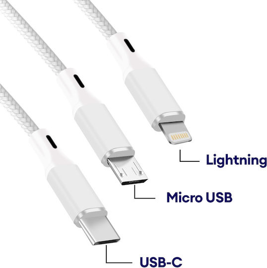 Yello Koko Andy Xxl 5-in-1 Micro-USB USB-C Blitzschlag Zu USB-A-C Raketen Kabel 1m Weiße Blaue