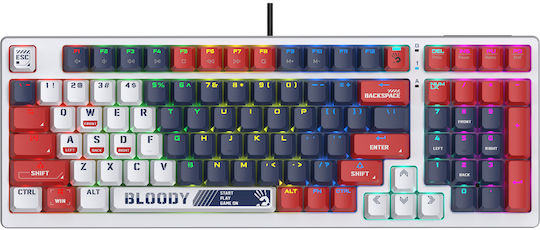 A4Tech Bloody S98 Gaming Mechanical Keyboard with BLMS Red Plus switches and RGB lighting (English US) Sports Navy